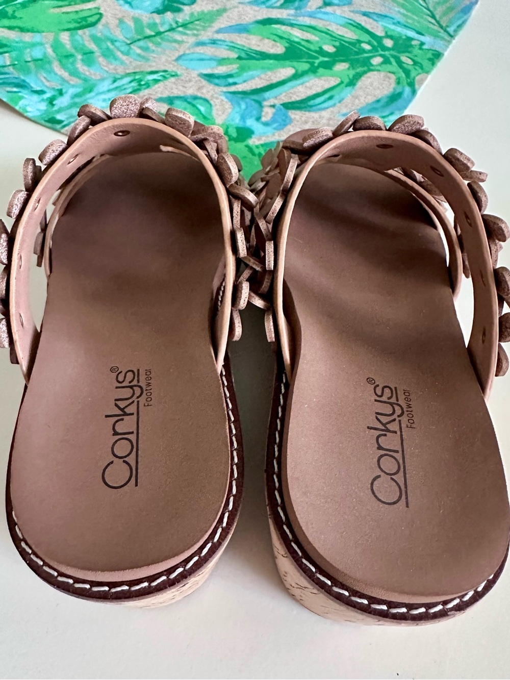 Corkys Floral Applique Wedge Sandals - leather, Never Worn! - Picture 7 of 9